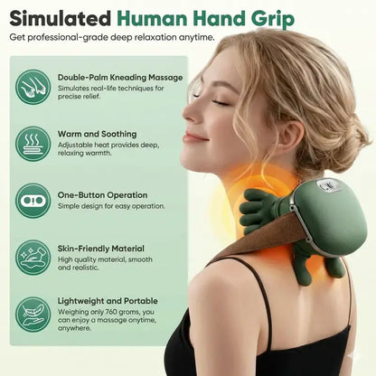 Aedwdpe Electric Bionic Hand Neck & Shoulder Massager - 3D Kneading, Heating, Rechargeable, Wireless, Portable, Adjustable Speed, Lightweight, Unisex, Wrist Pain Relief,Sohochic