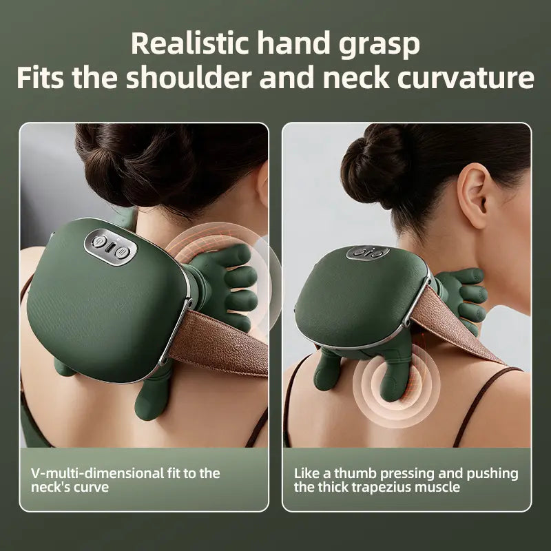 Aedwdpe Electric Bionic Hand Neck & Shoulder Massager - 3D Kneading, Heating, Rechargeable, Wireless, Portable, Adjustable Speed, Lightweight, Unisex, Wrist Pain Relief,Sohochic