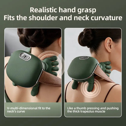 Aedwdpe Electric Bionic Hand Neck & Shoulder Massager - 3D Kneading, Heating, Rechargeable, Wireless, Portable, Adjustable Speed, Lightweight, Unisex, Wrist Pain Relief,Sohochic